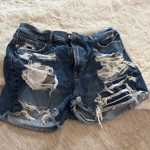 American Eagle Outfitters Blue Ripped Jean Shorts